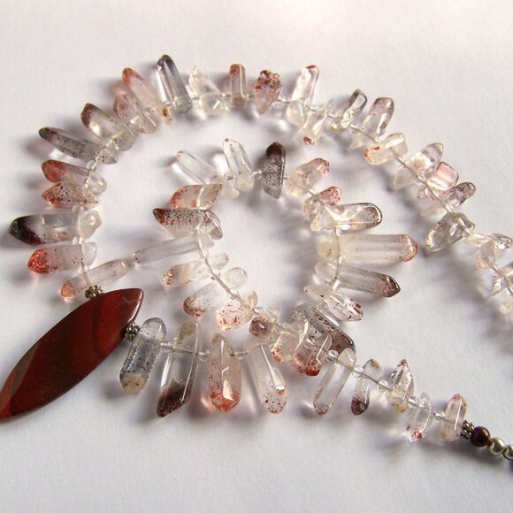 Rare LEPIDOCROCITE SUPER 7 Necklace 925 Jasper Marquise focal Sterling Silver - Picture 4 of 12
